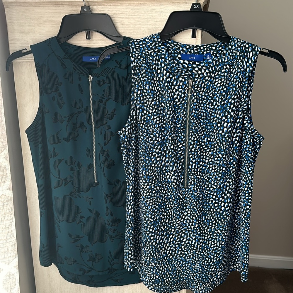 Apt 9 sleeveless pullover blouses with zipper front - SET OF TWO